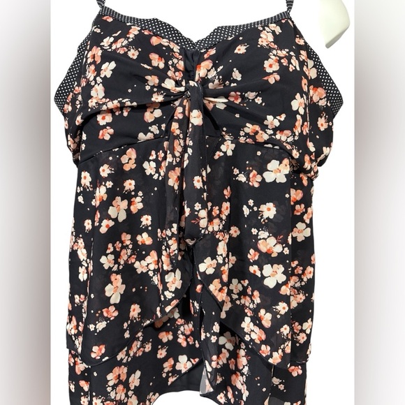 NWOT, Claire France, Plus Size Floral Tankini Top, 3X, Pink, Navy - Picture 6 of 9